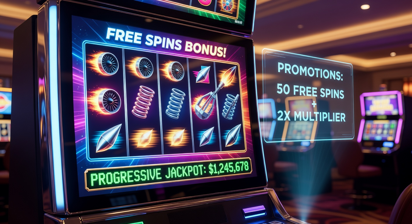 Close-up of a mobile progressive jackpot exploding in a shower of coins and lights, with free spins icons and promo banners overlayed on a dynamic slot interface