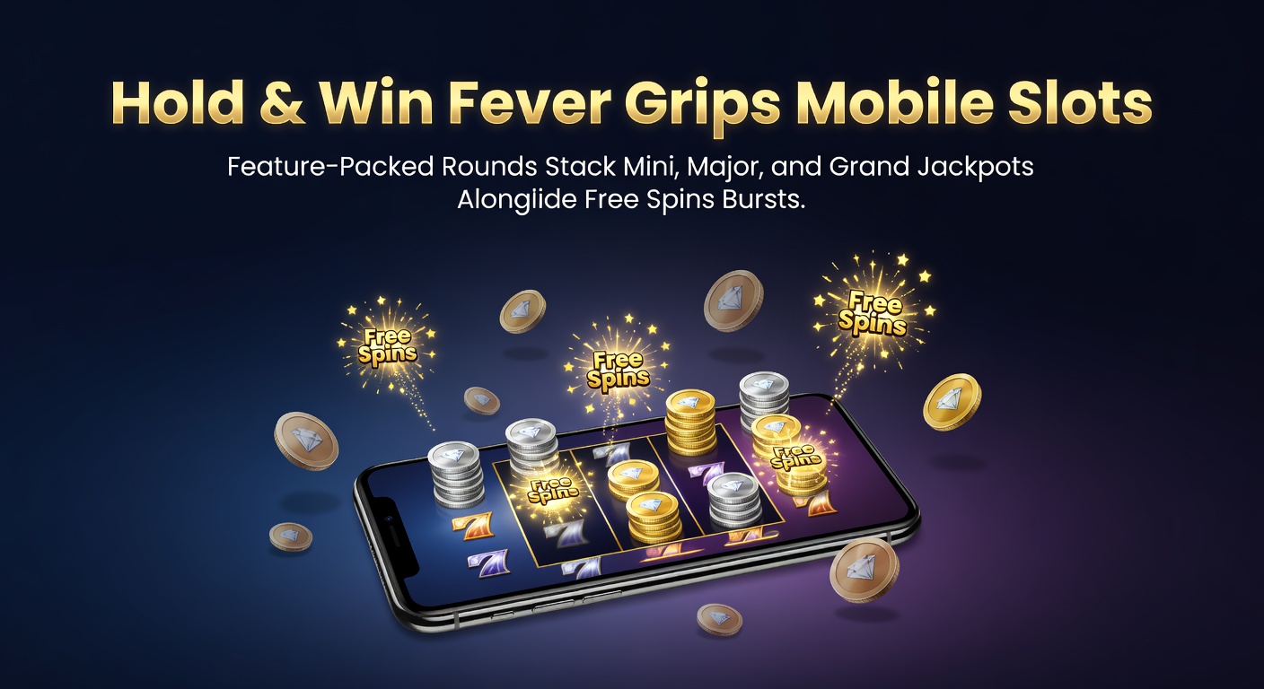 Vibrant mobile slot screen displaying Hold & Win feature with stacked jackpot symbols and respin counters glowing amid colorful reels