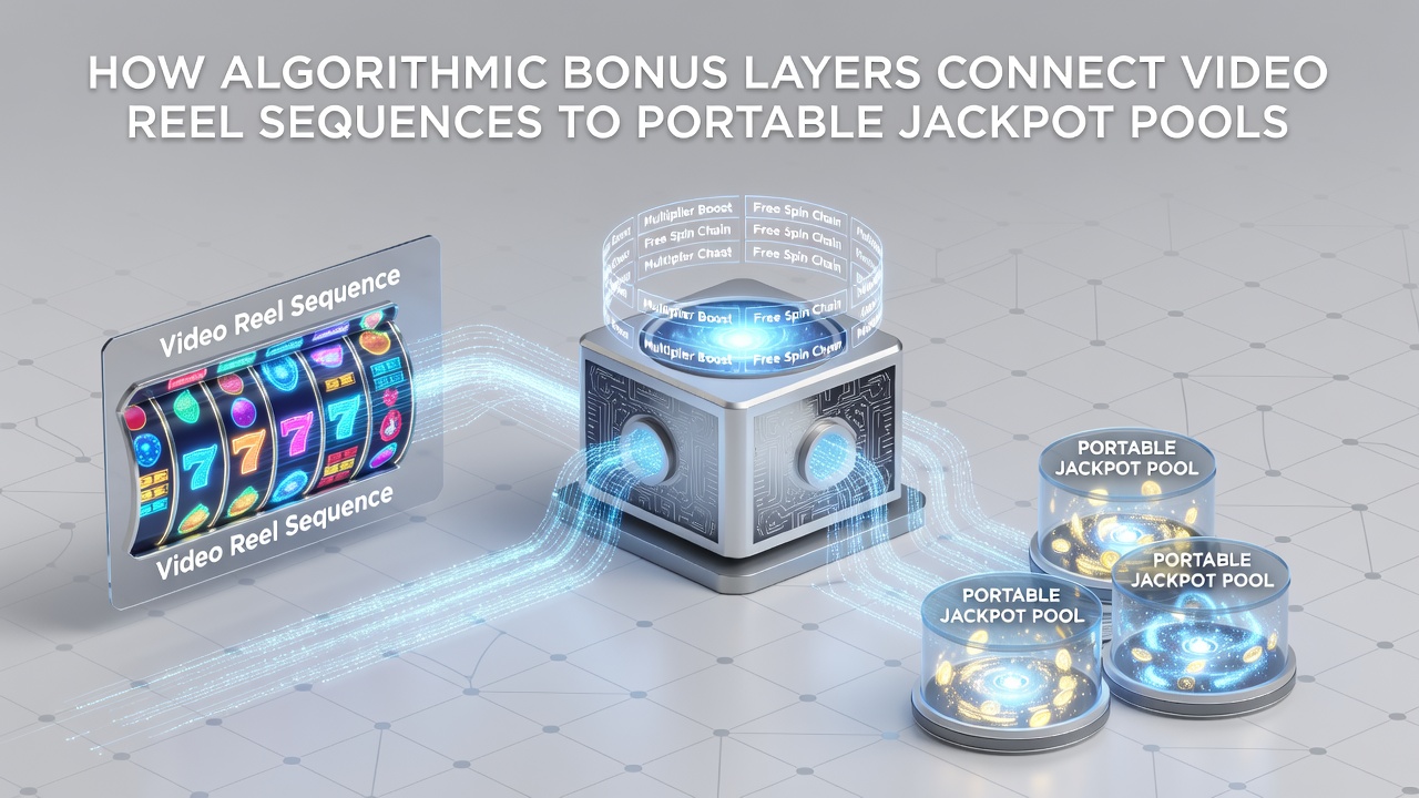 Illustration of data flow between mobile devices, algorithmic bonus layers, and centralized jackpot pools