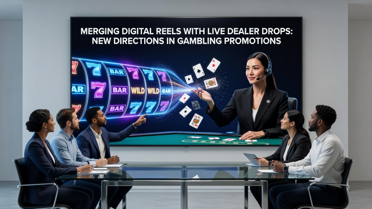 Live dealer studio setup connected to digital reel promotions with jackpot drop displays