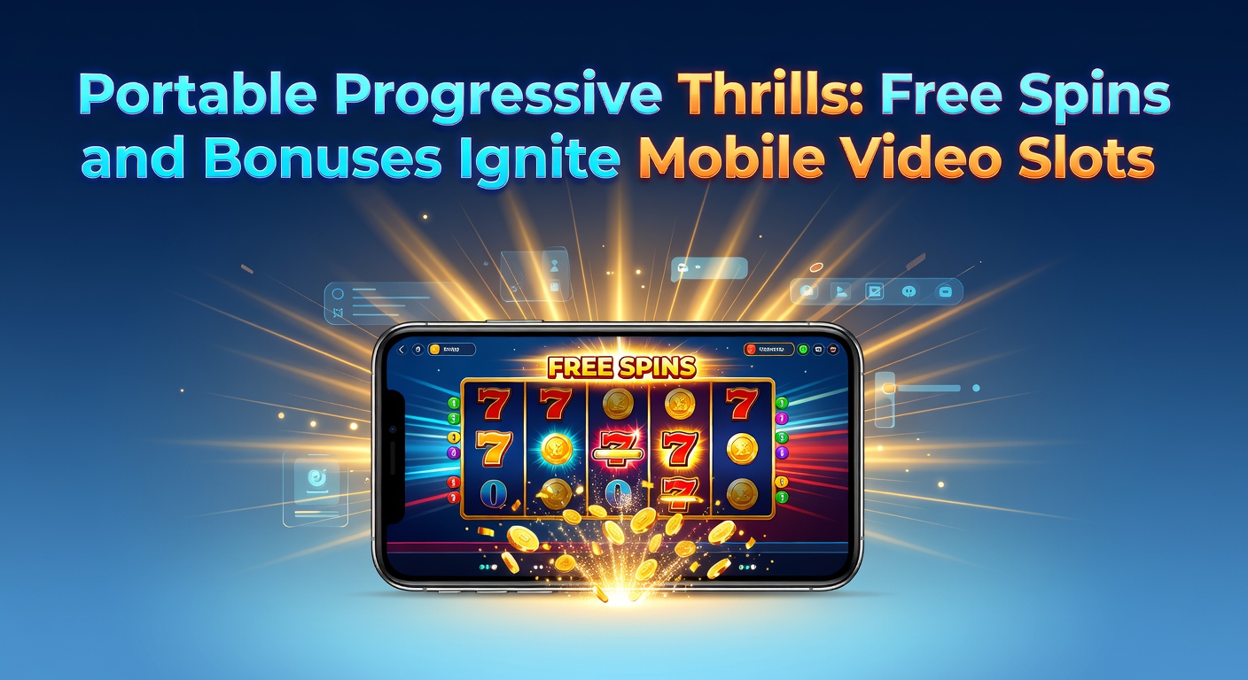 Smartphone screen displaying a vibrant mobile video slot game with spinning reels, free spins counter, and a glowing progressive jackpot meter building excitement