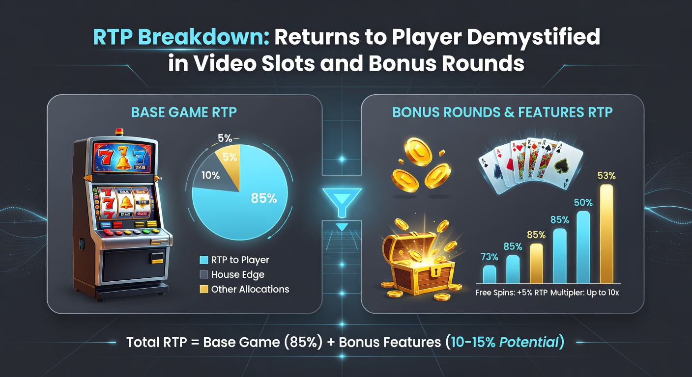 Close-up of a video slot bonus round activation, with exploding symbols and rising RTP meter highlighting player returns