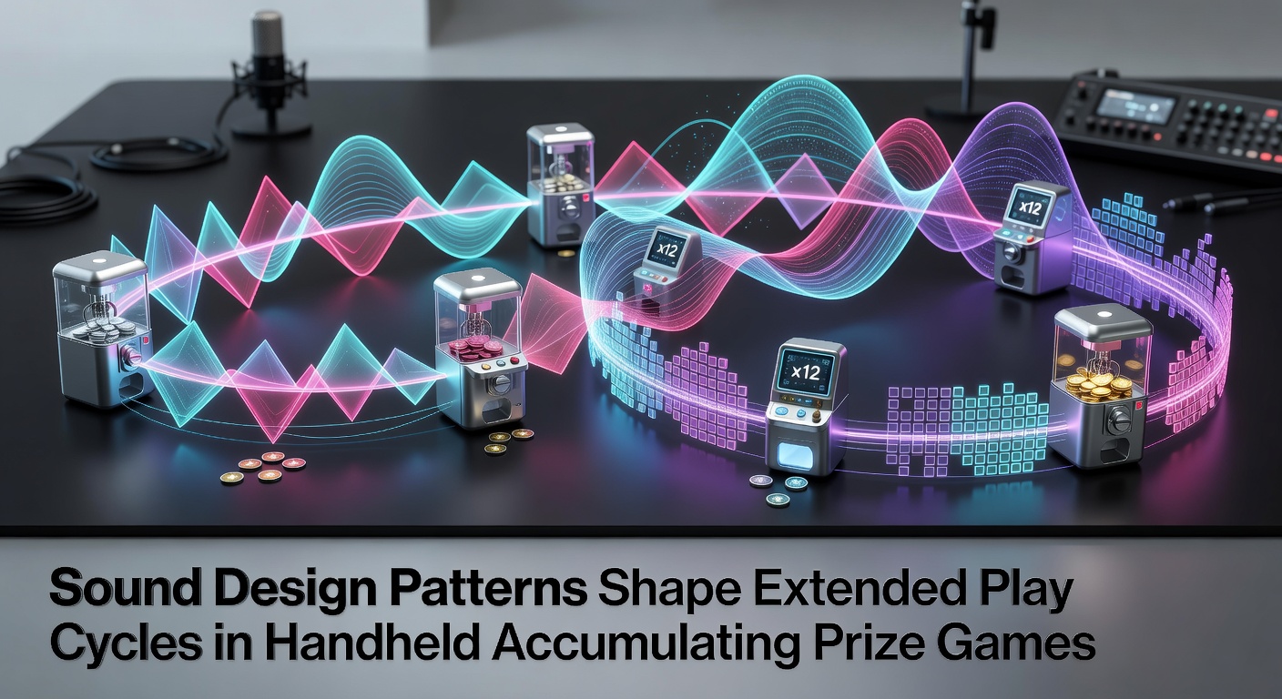 Visual representation of layered sound patterns used in handheld accumulating prize games on mobile devices