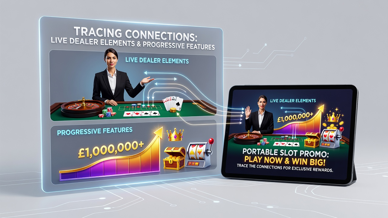 Close-up view of a tablet displaying a progressive jackpot counter linked to live dealer bonus round in a slot promotion
